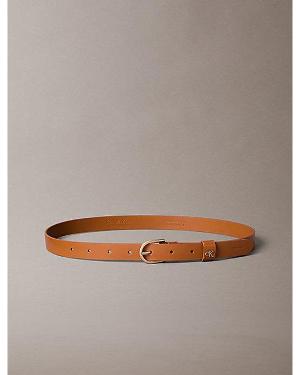 Calvin Klein Brown Monogram Rounded Buckle Belt