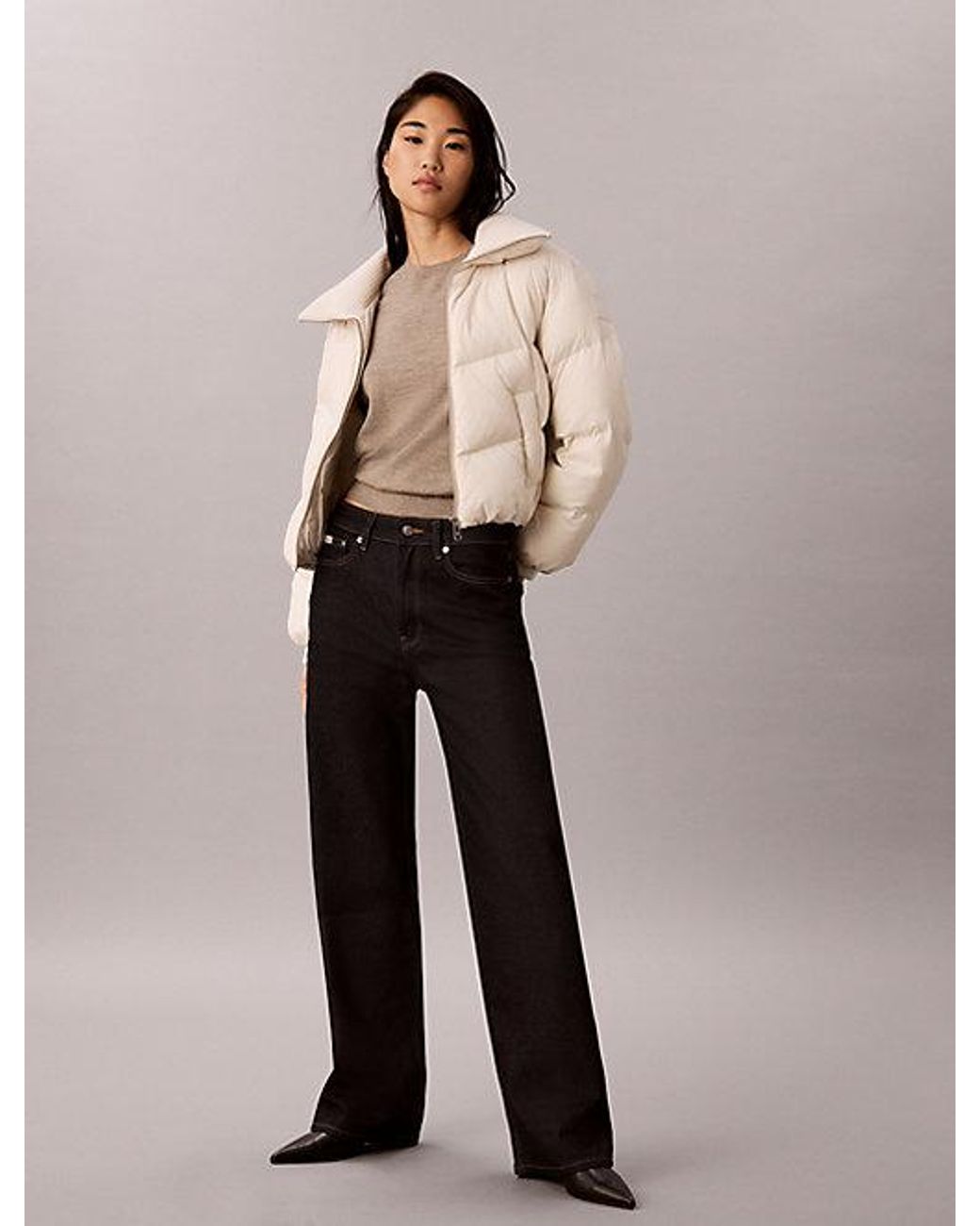 Calvin Klein Natural Jeans Short Down Puffer Jacket
