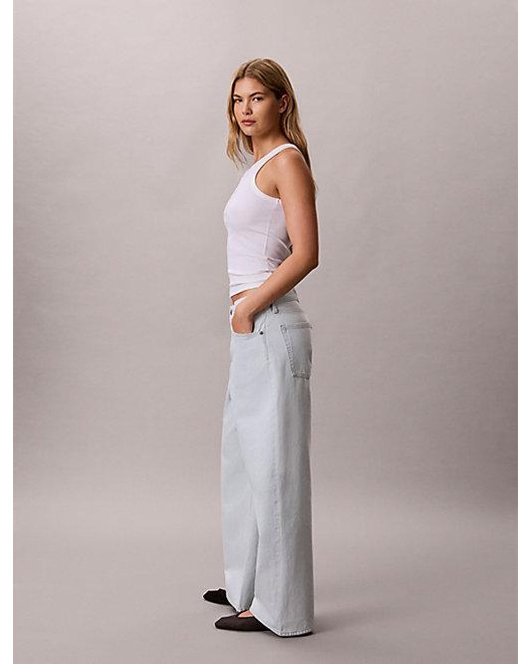 Calvin Klein Gray Jeans Low Rise Baggy Jeans