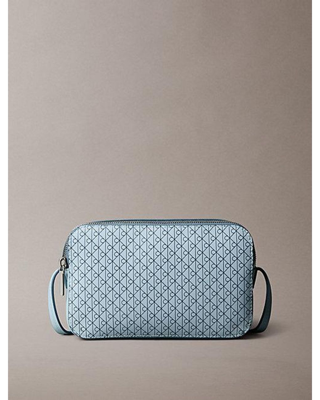 Calvin Klein Blue Allover Emblem Logo Camera Bag