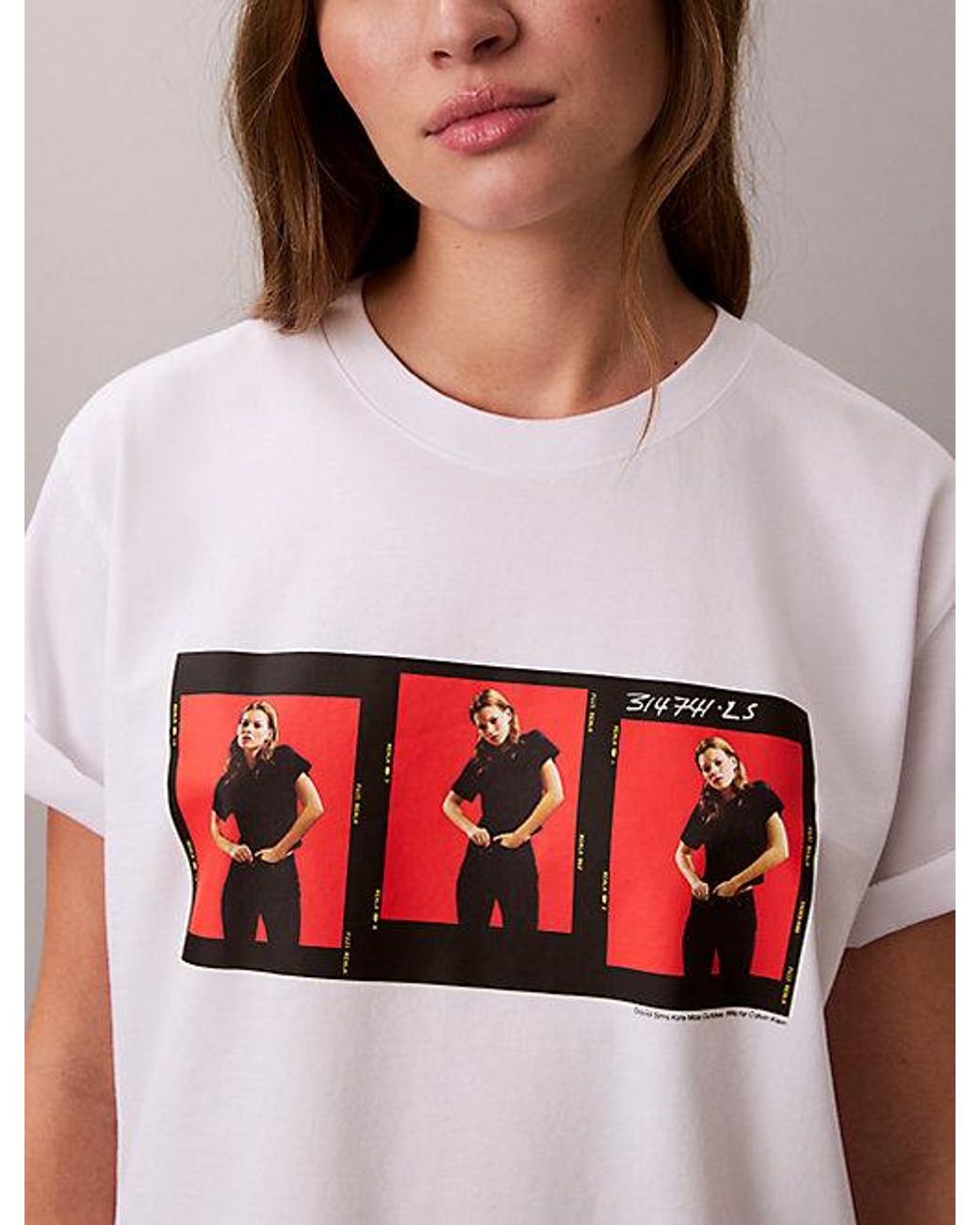 Calvin Klein White Kate Moss Graphic Boxy T-Shirt