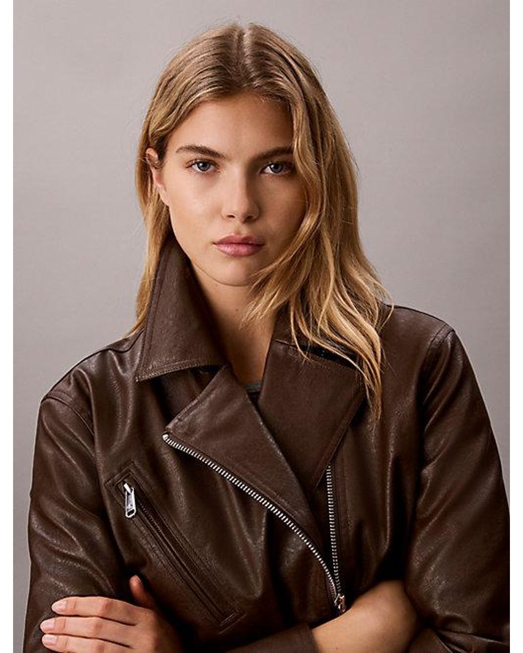 Calvin Klein Multicolor Jeans Faux Leather Motorcycle Jacket