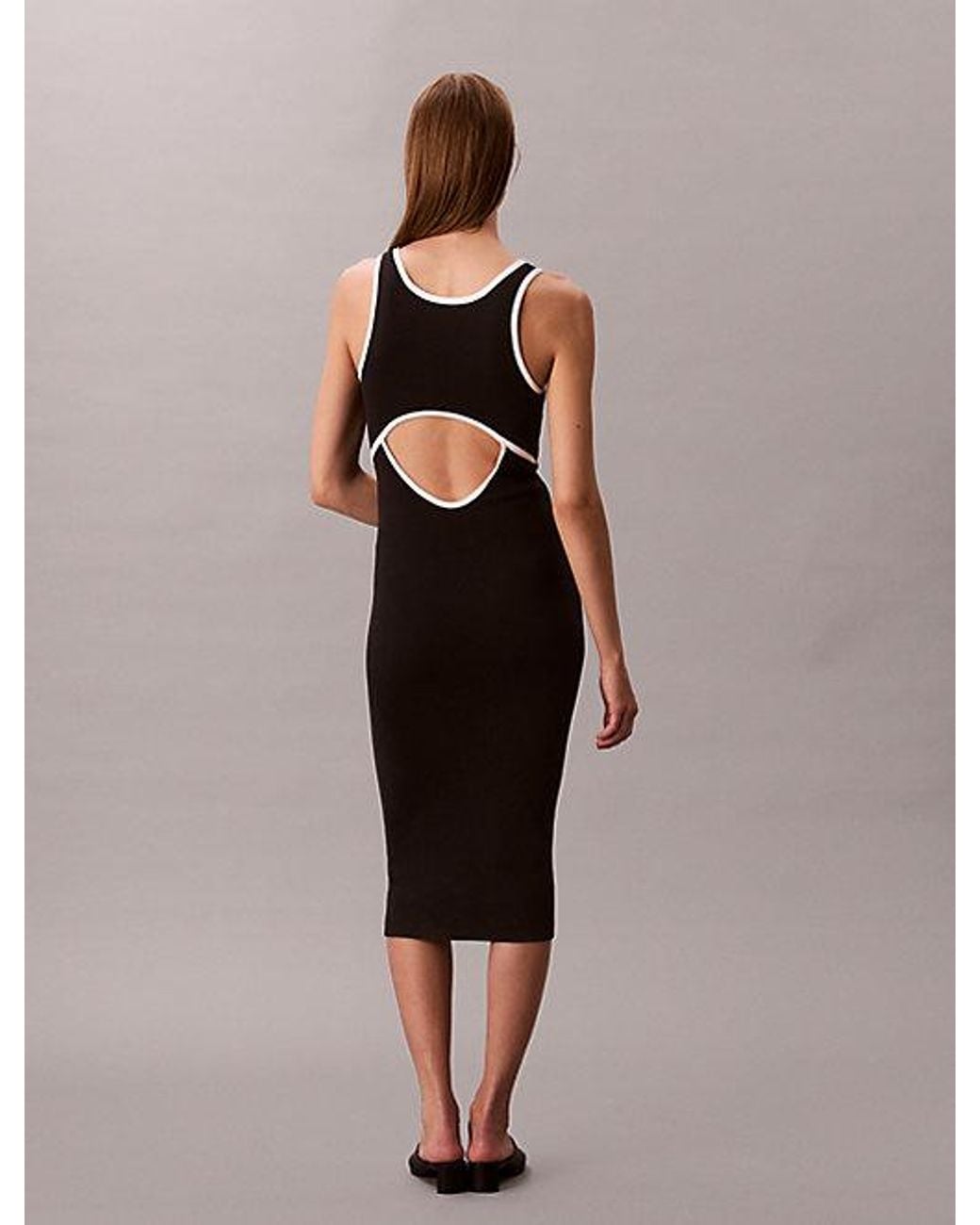 Calvin Klein Black Jeans Slim Cotton Knit Sleeveless Dress