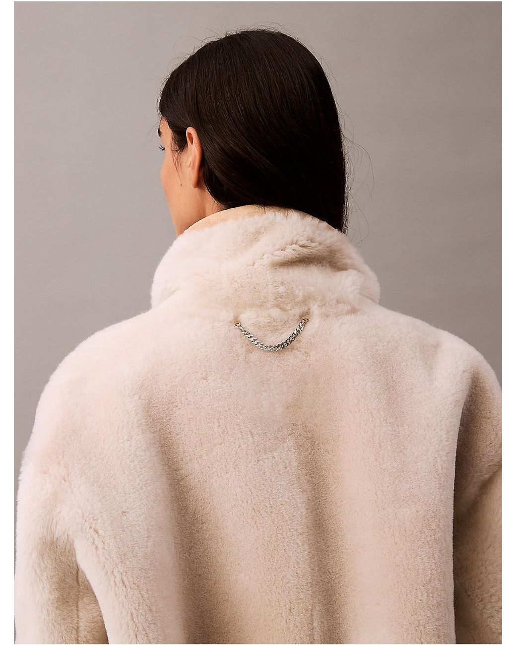 Calvin Klein Natural Reversible Shearling Coat