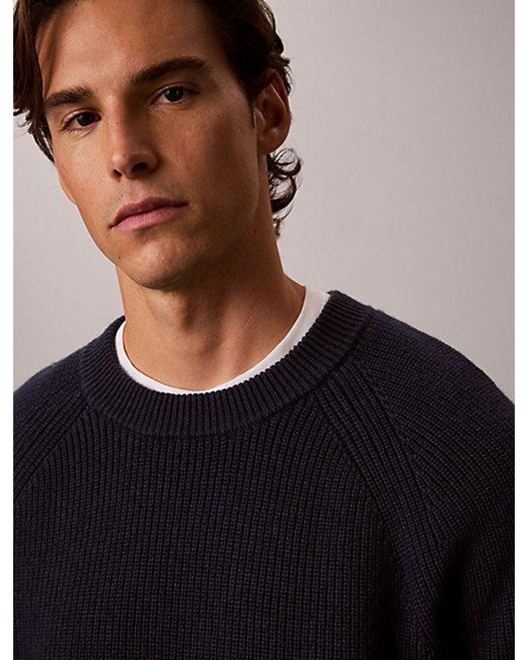 Calvin Klein Multicolor Jeans Wool Blend Ribbed Jumper for men