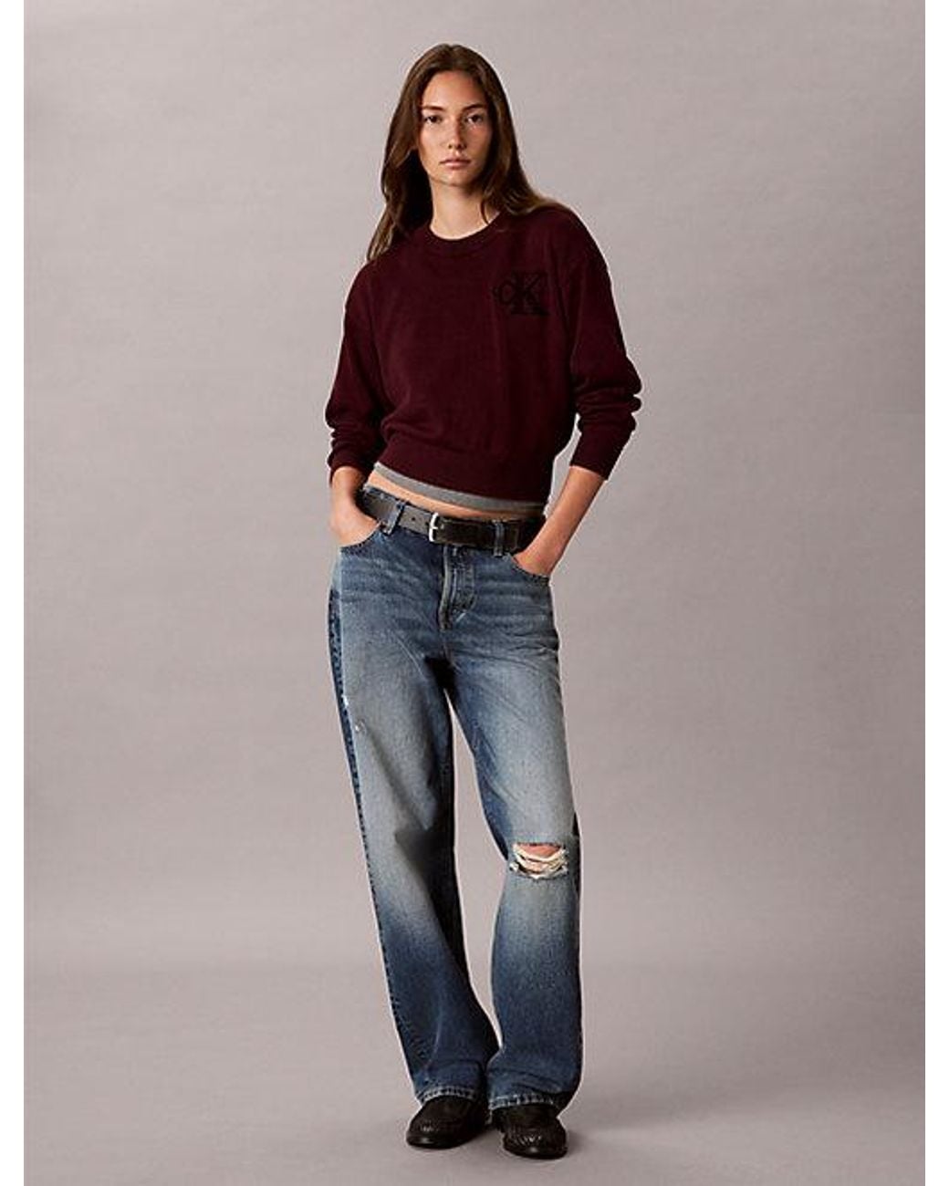 Calvin Klein Blue Jeans Cotton Knit Monogram Jumper
