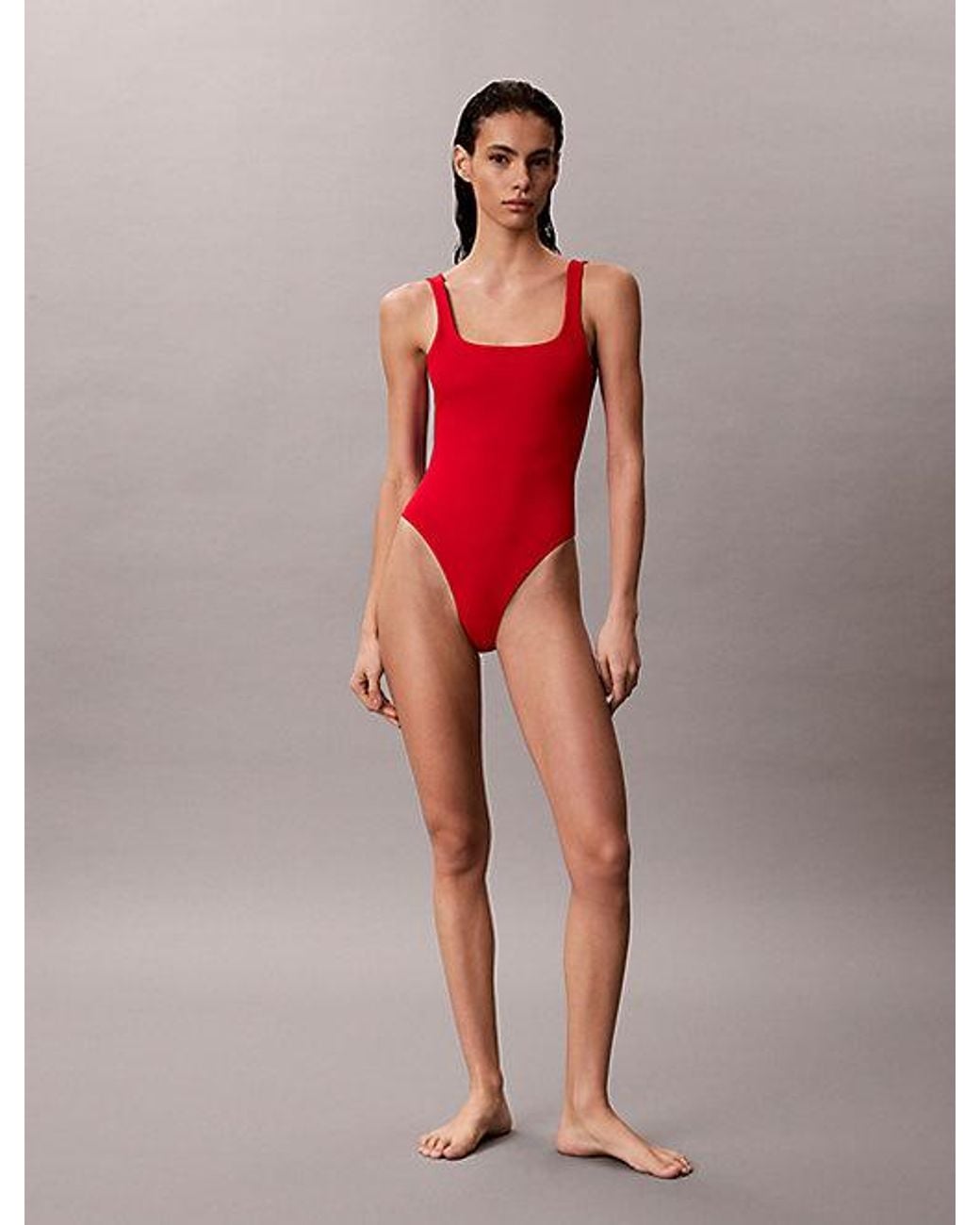 Calvin Klein Shapewear Badpak in het Red