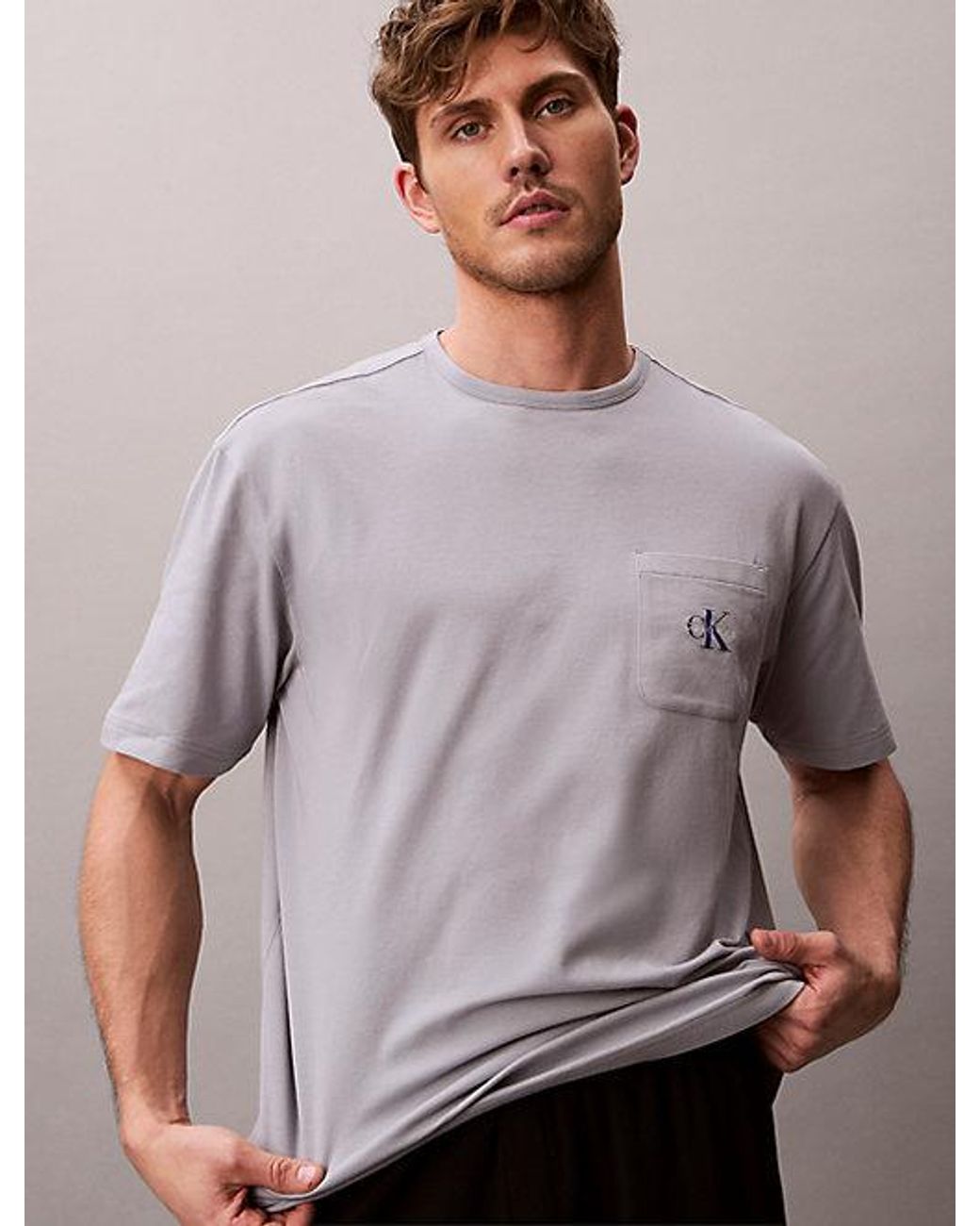 Calvin Klein Purple Pyjama T-Shirt Icon Cotton Stretch Graphic for men