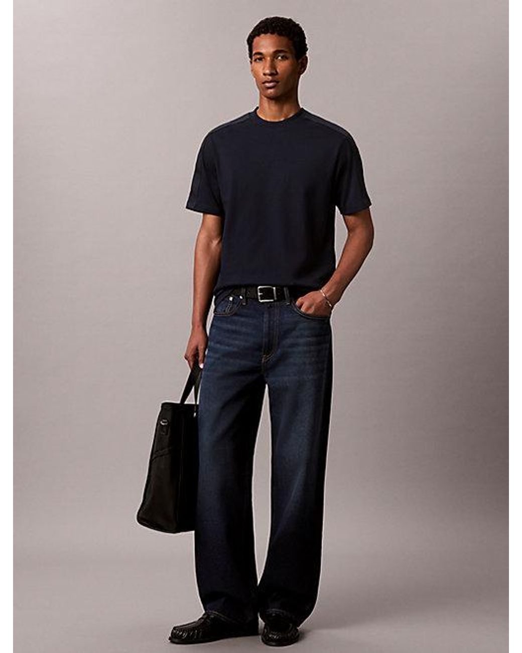 Calvin Klein Black Jeans Logo Tape T-Shirt for men
