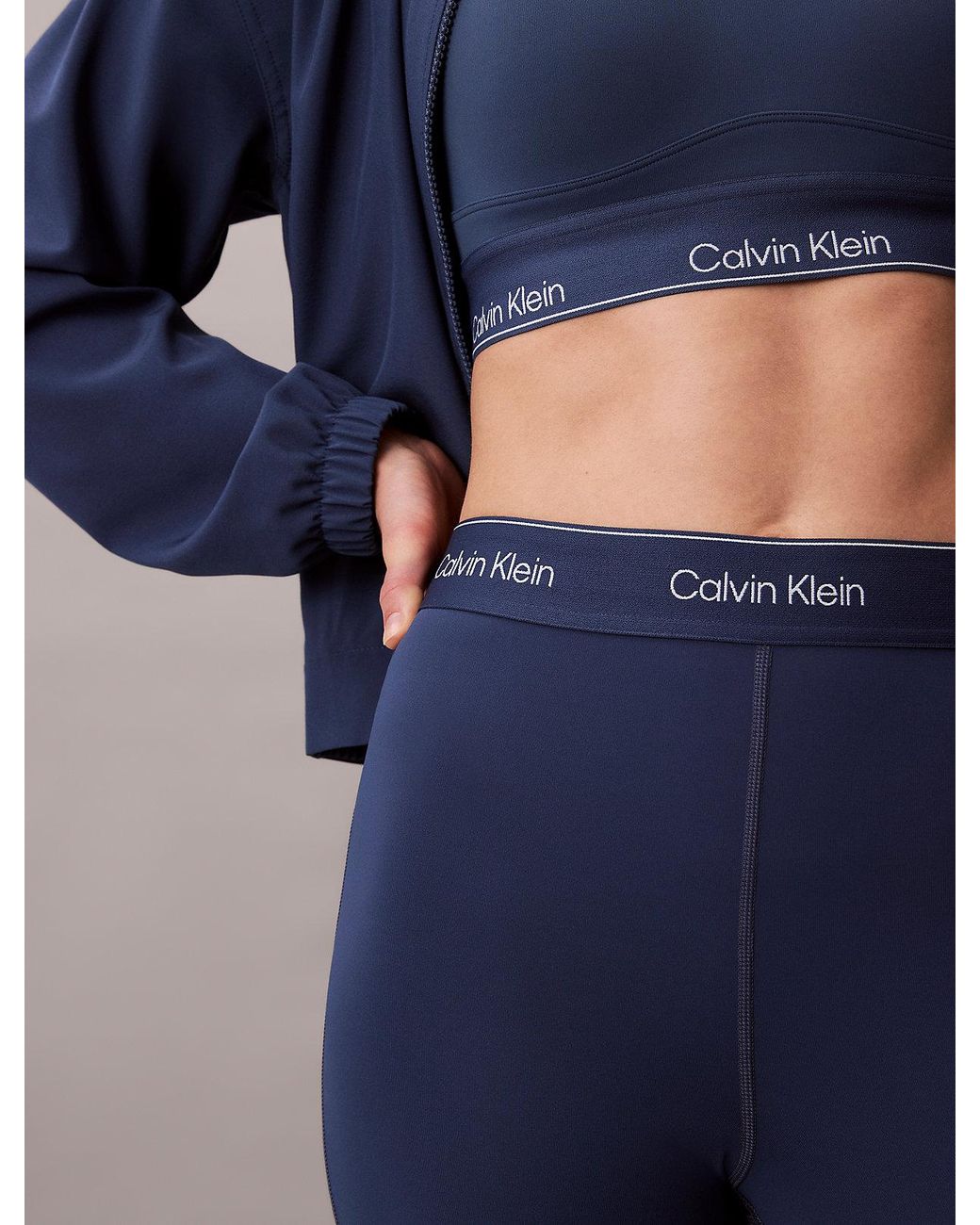 Legging Da Palestra 7/8 A Vita Alta Ad Asciugatura Rapida di Calvin Klein in Blue