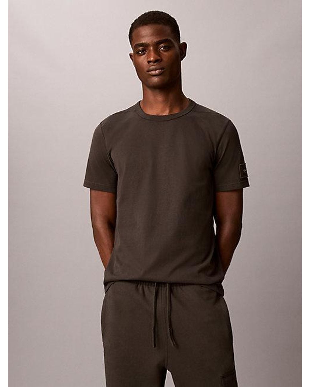 Calvin Klein Brown Jeans Sueded Jersey Badge T-Shirt for men
