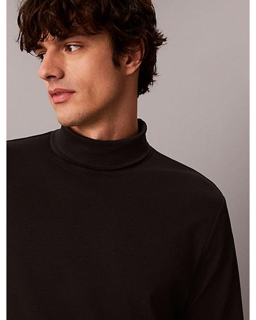 Calvin Klein Black Long Sleeve Roll Neck T-Shirt for men