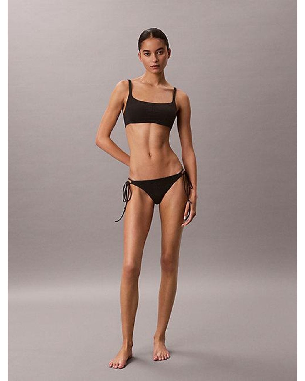 Calvin Klein Black Metallic Bralette Bikini Top Ck Monogram