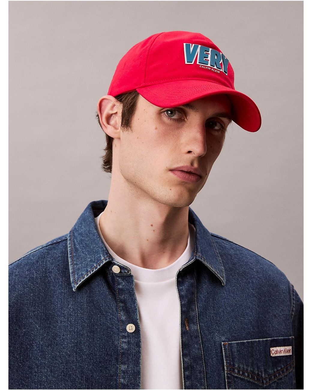 Calvin Klein Very Graphic Baseball Cap in Red for Men | Lyst