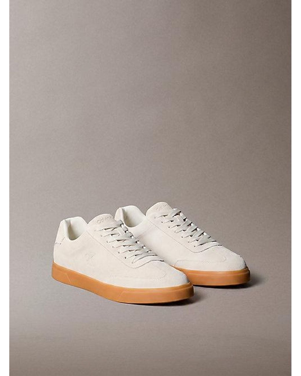 Calvin Klein Gray Suede Signature Logo Trainers for men