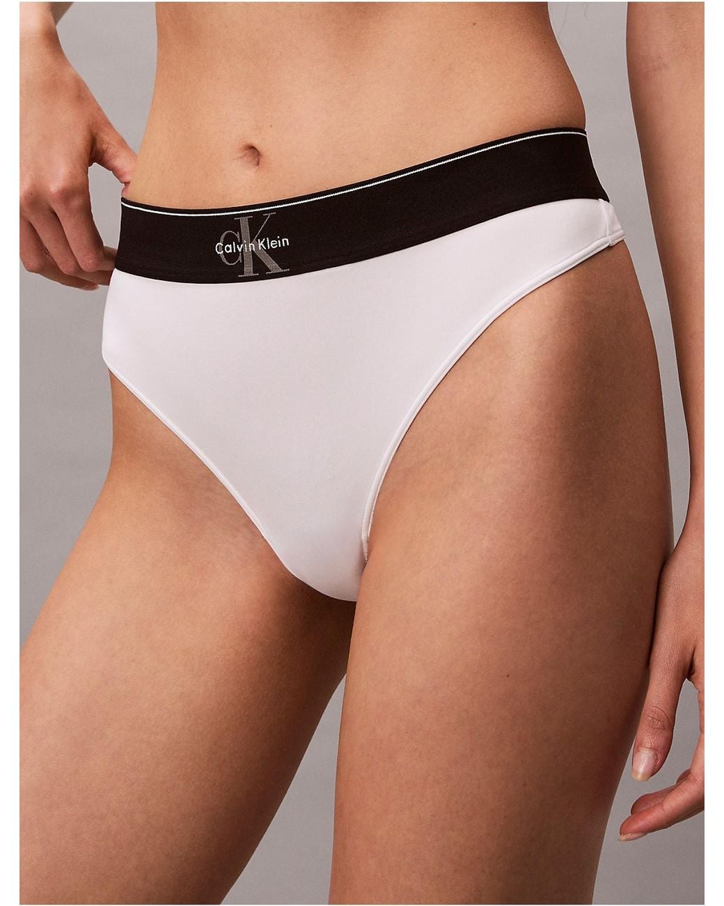 Calvin Klein White Stretch Thong Icon Microfibre Stretch Graphic