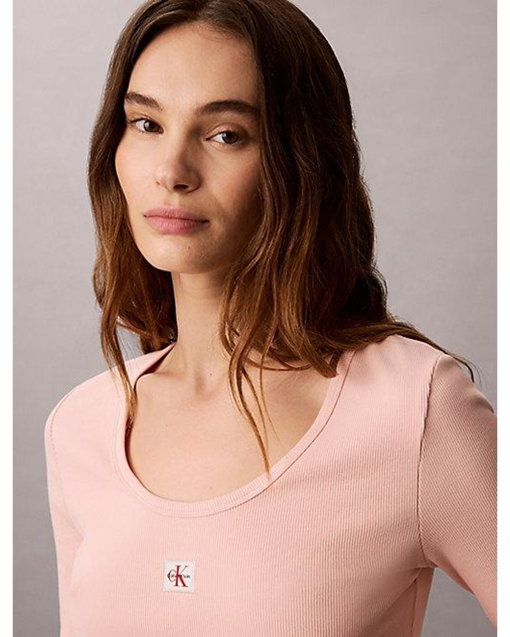 Calvin Klein Multicolor Jeans Ribbed Cotton Long Sleeve Top