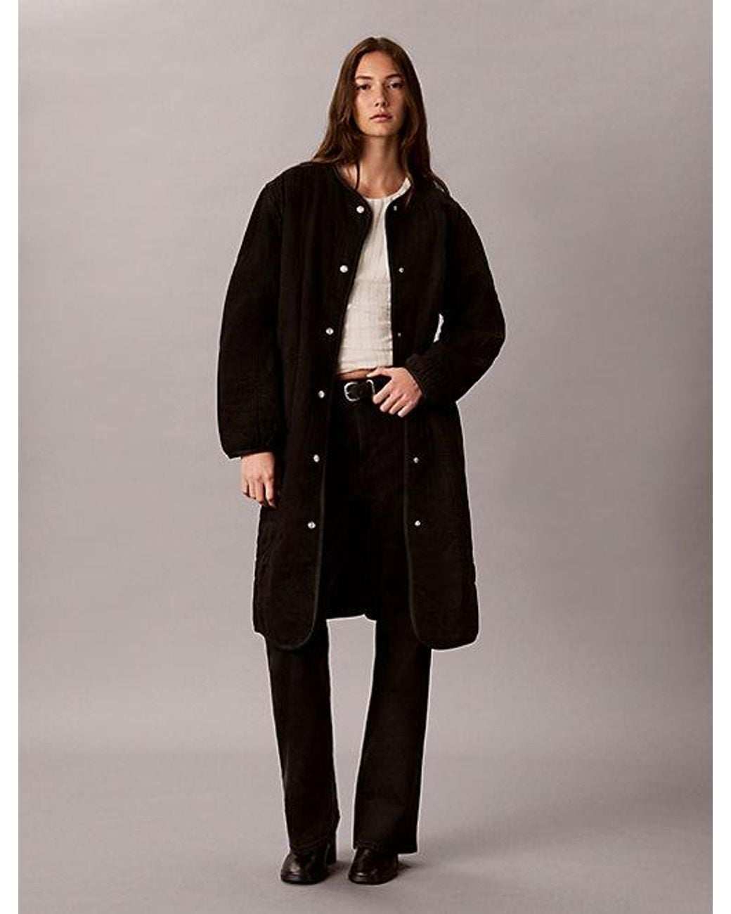 Calvin Klein Black Quilted Denim Liner Coat