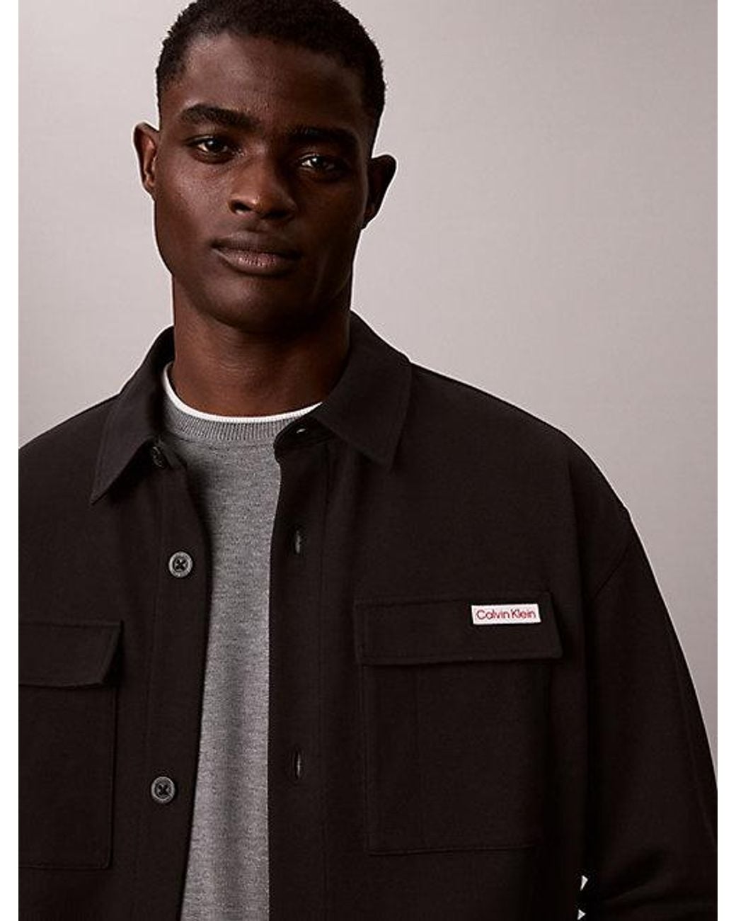 Calvin Klein Black Jeans Relaxed Jersey Twill Shirt Jacket for men
