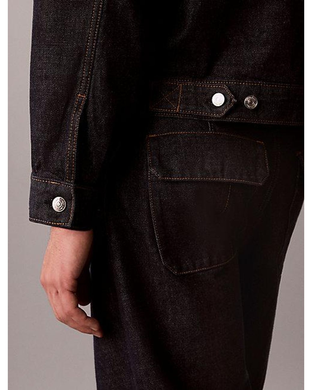 Calvin Klein Black Jeans Pleated Denim Trucker Jacket for men