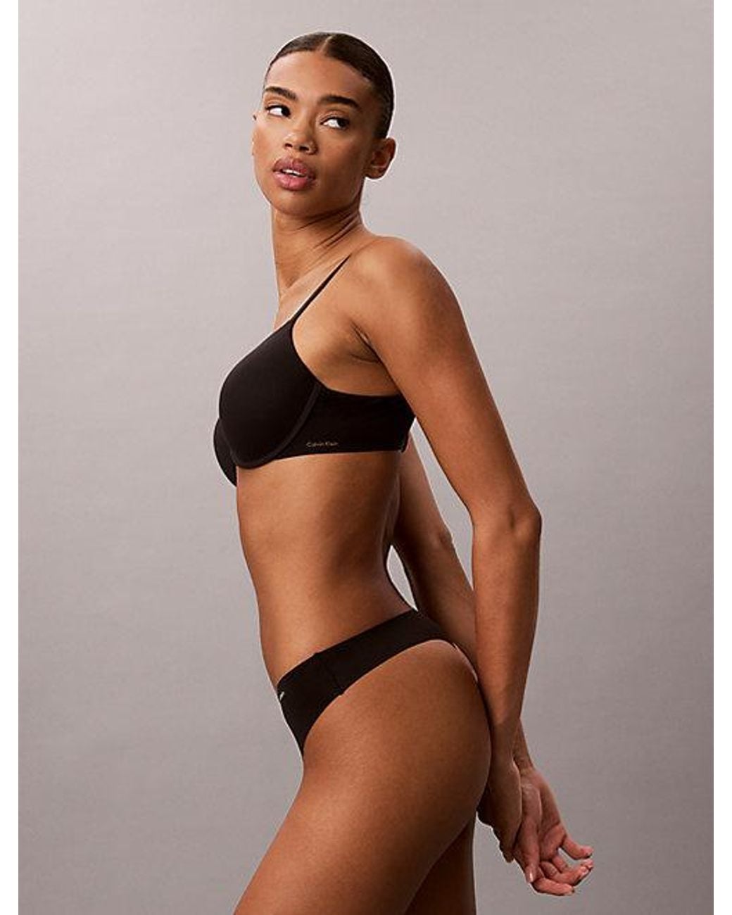 Calvin Klein Black 3 Pack Thongs Invisibles Microfibre Stretch