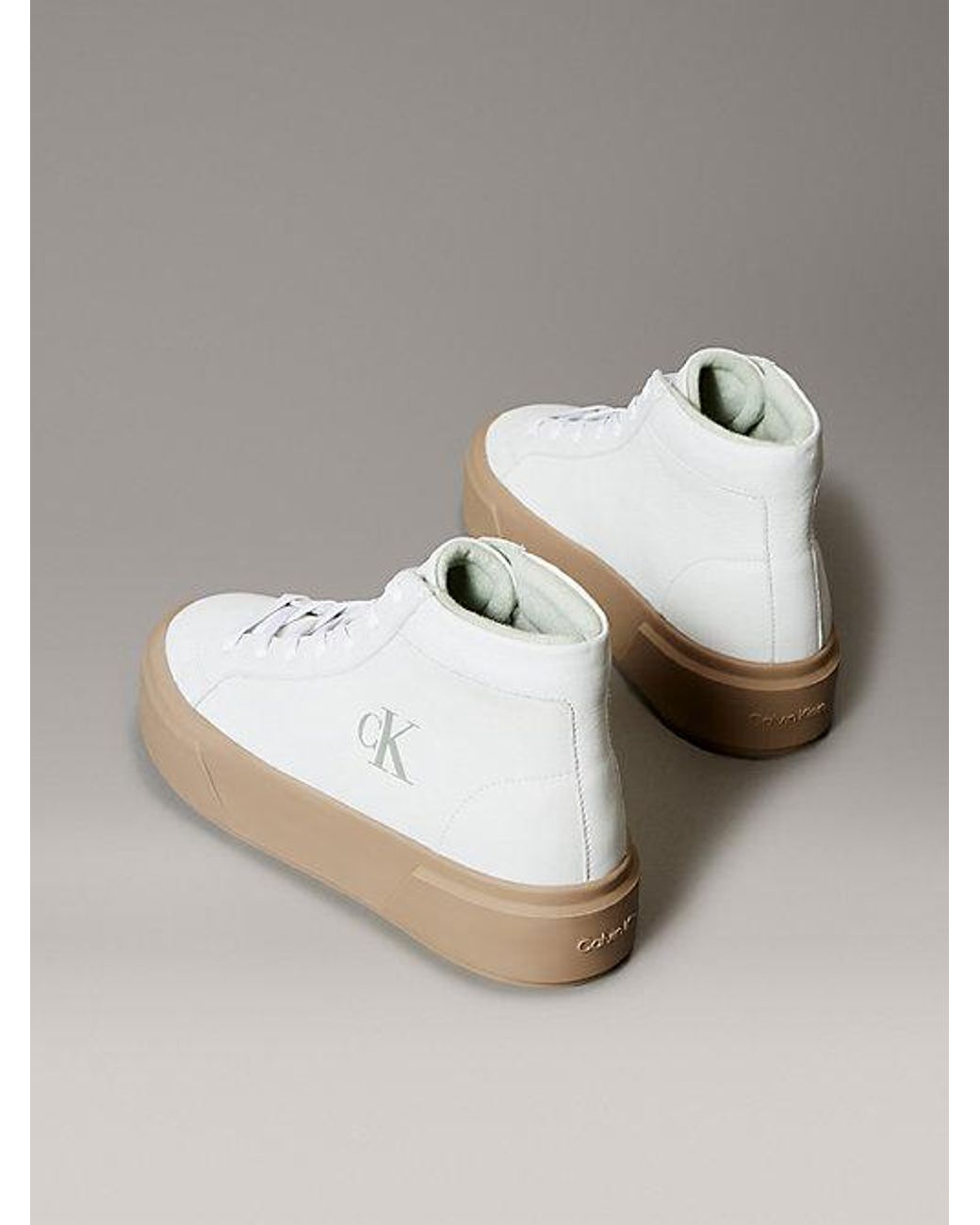 Calvin Klein Metallic Leather Warm High-Top Platform Trainers