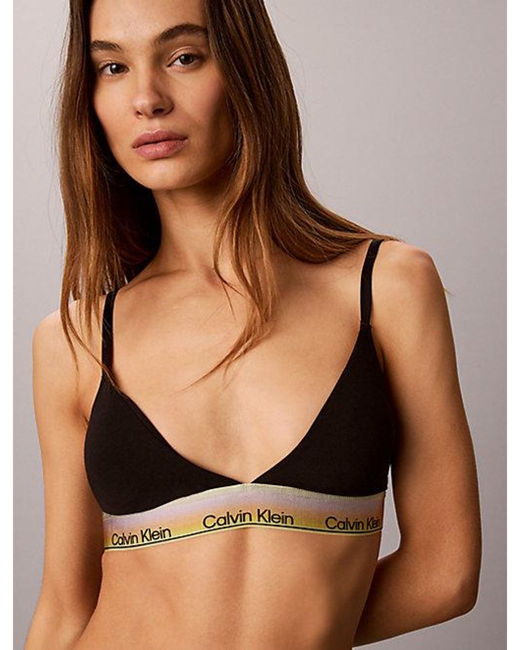 Calvin Klein Black Lightly Lined Triangle Bra Icon Cotton Modal Pride