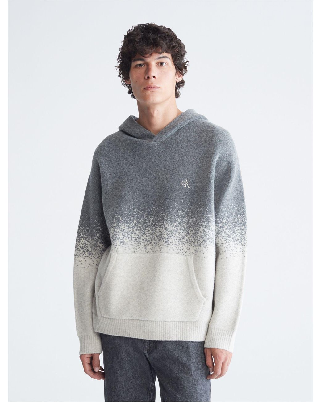Calvin Klein Ombre Pullover Sweater Hoodie in Gray for Men | Lyst
