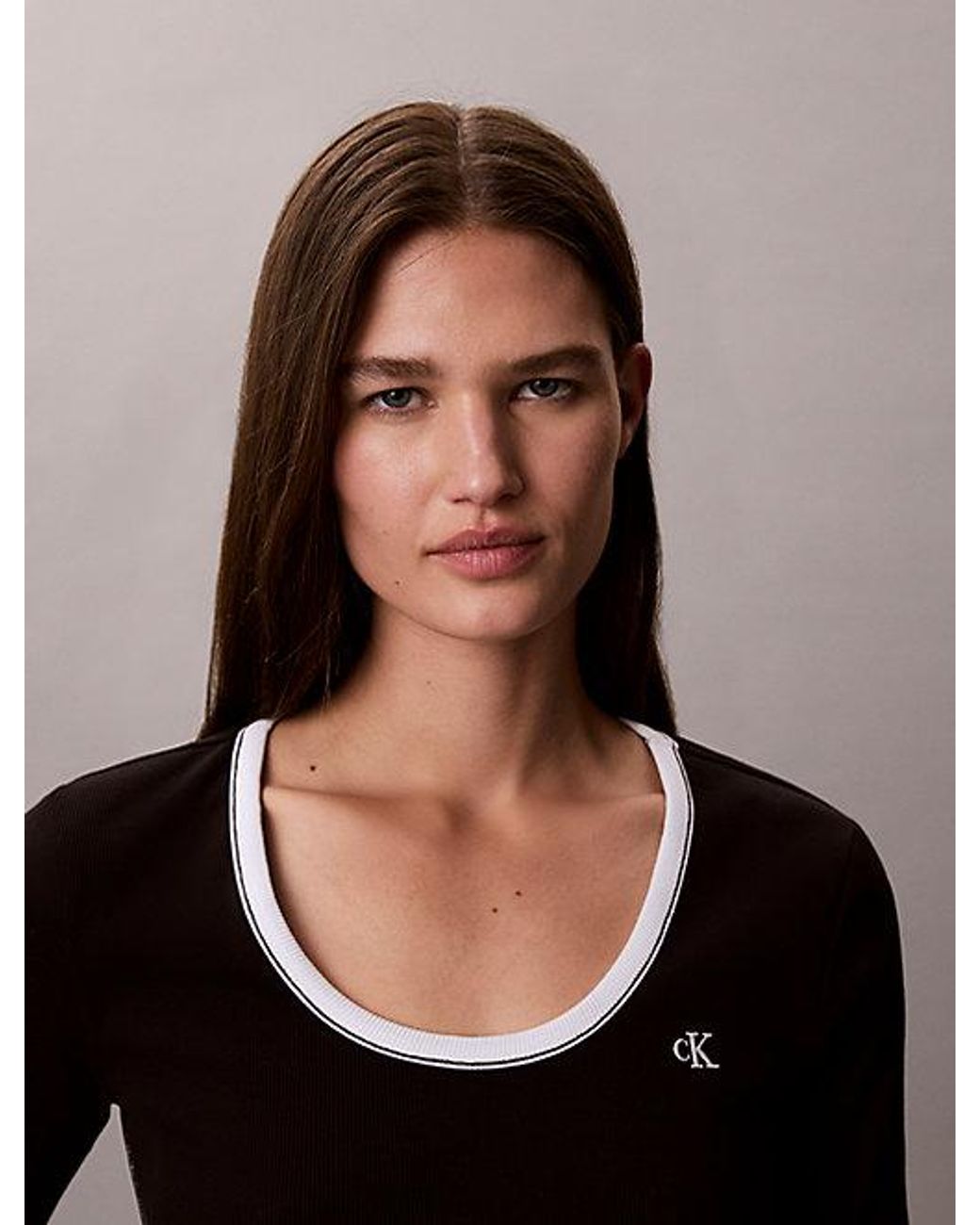 Calvin Klein Blue Jeans Slim Ribbed Open Back T-Shirt
