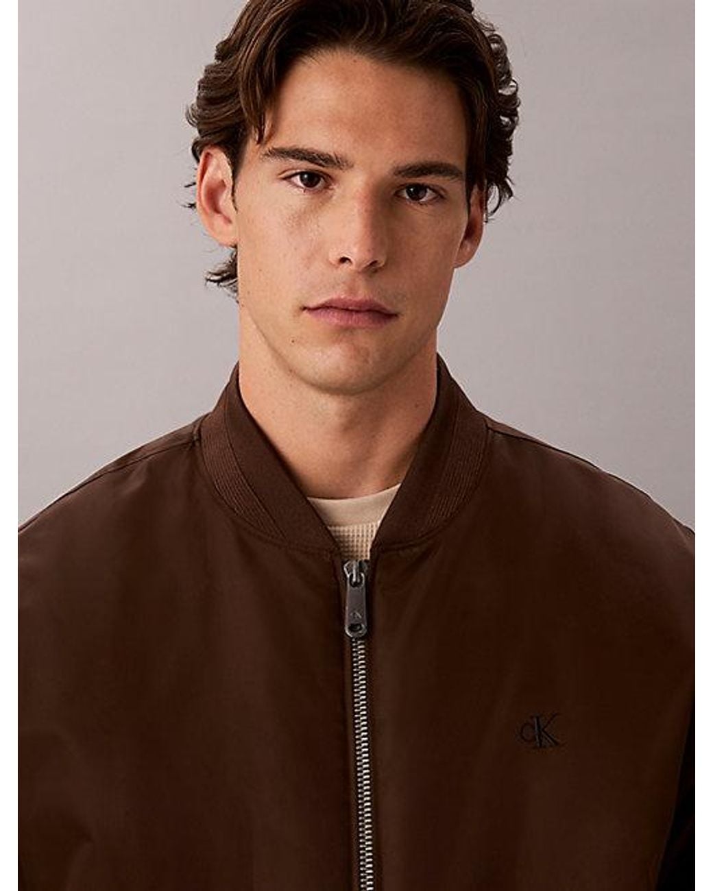 Calvin Klein Brown Jeans Nylon Bomber Jacket for men