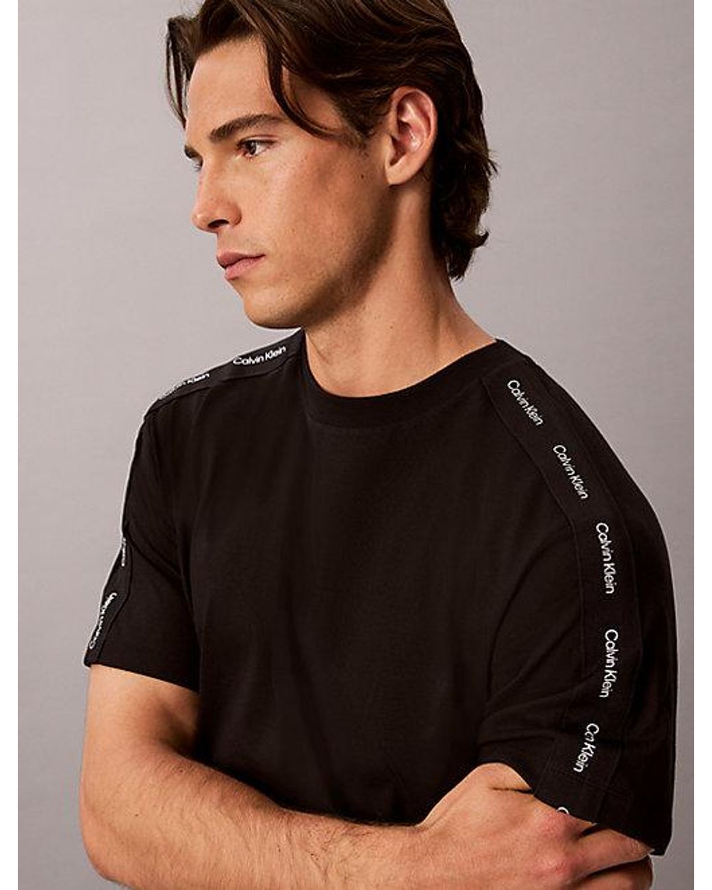 Calvin Klein Black Jeans Logo Tape T-Shirt for men
