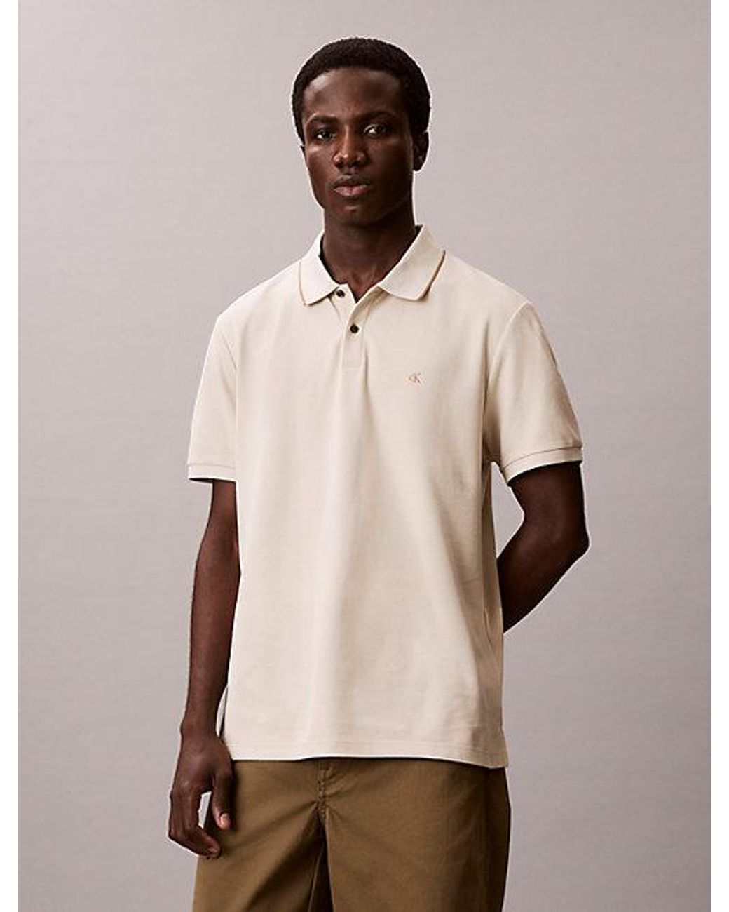 Calvin Klein Natural Cotton Piqué Polo Shirt for men