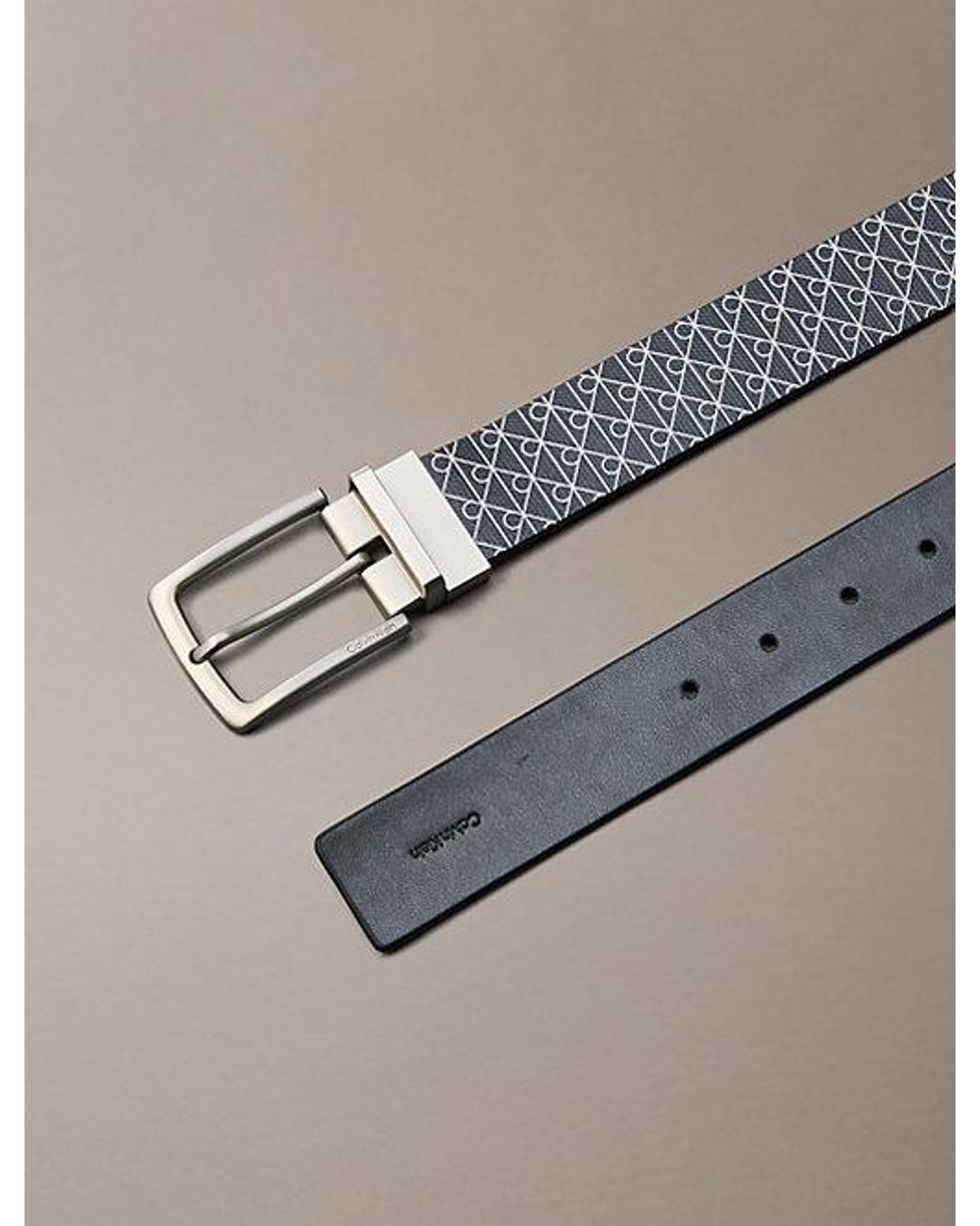 Calvin Klein Gray Reversible Logo Belt for men