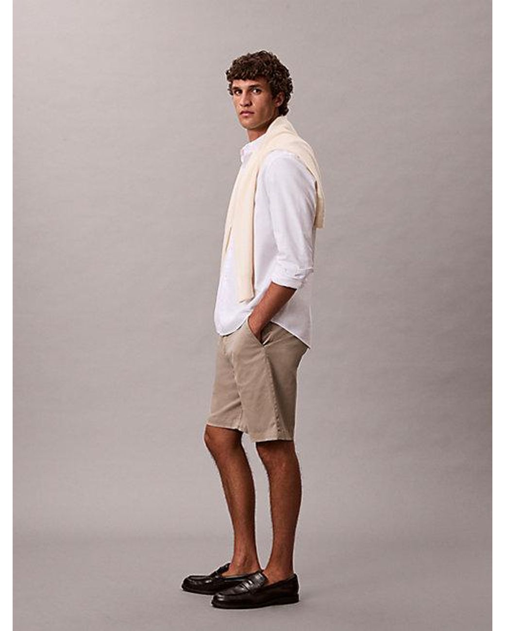 Calvin Klein Pink Cotton Stretch Chino Shorts for men
