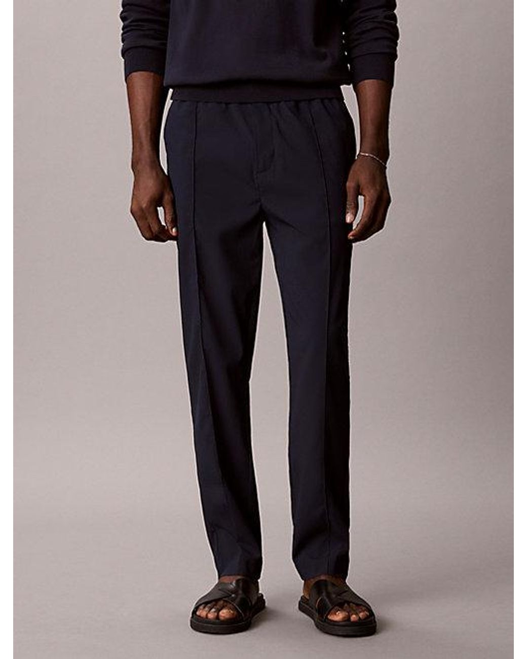 Calvin Klein Blue Seersucker Pull On Trousers for men