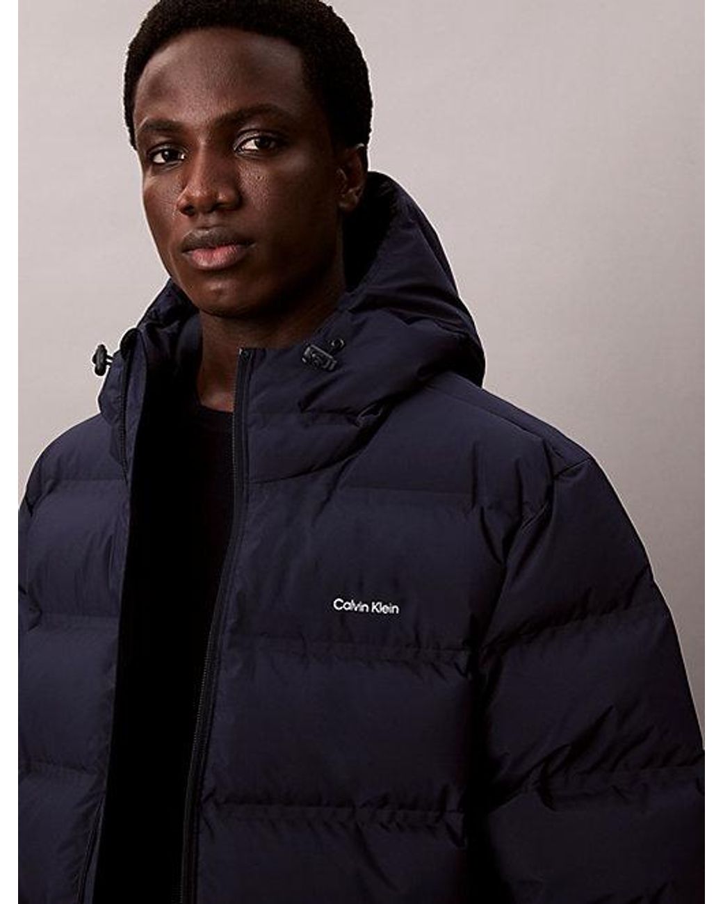 Calvin Klein Blue Channelled Down Puffer Coat for men
