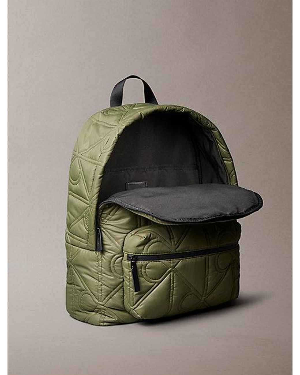 Calvin Klein Green Puffer Monogram Logo Backpack for men