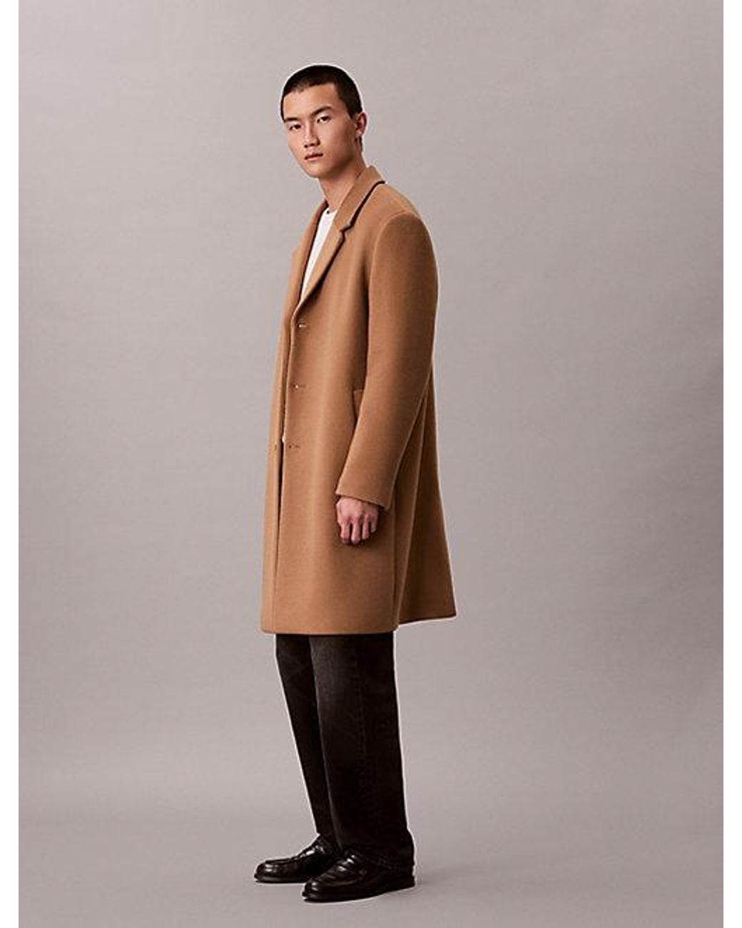 Calvin Klein Natural Wool Blend Overcoat for men