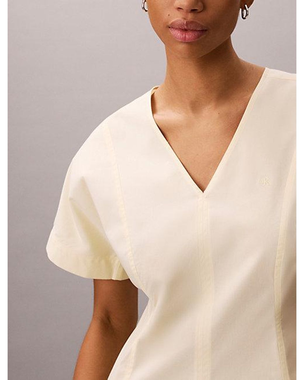 Calvin Klein Natural Jeans Short Sleeve Poplin Mini Dress