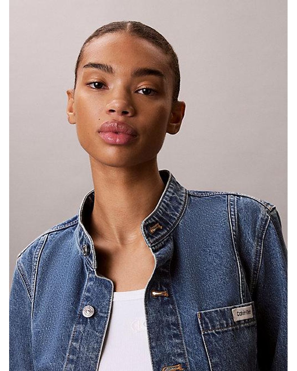 Calvin Klein Blue Jeans Cropped Denim Jacket