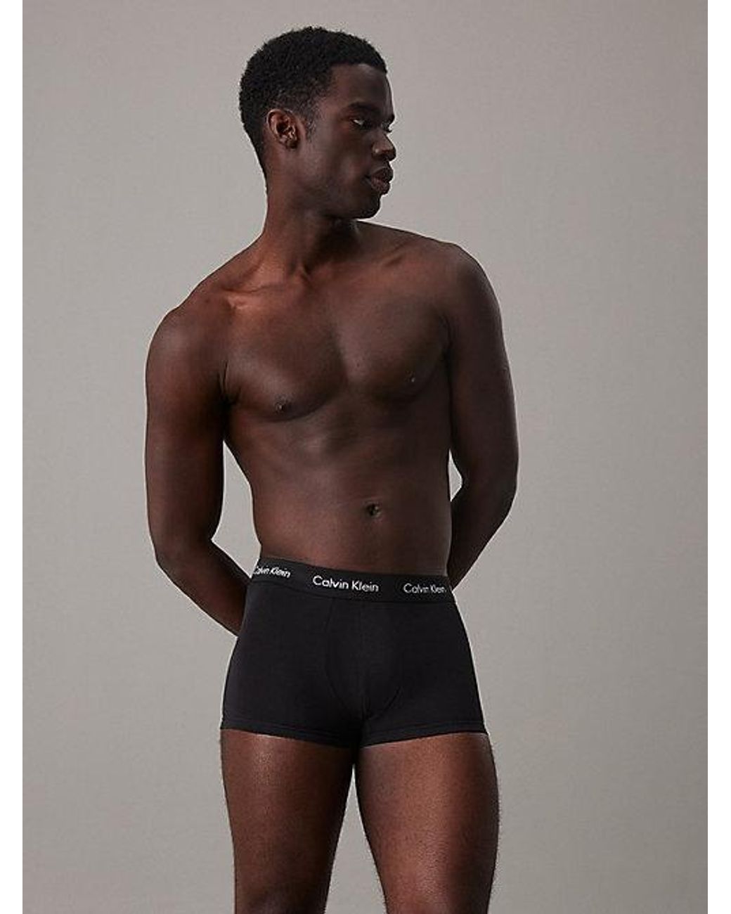 Calvin Klein Black 5 Pack Low Rise Trunks Cotton Stretch for men