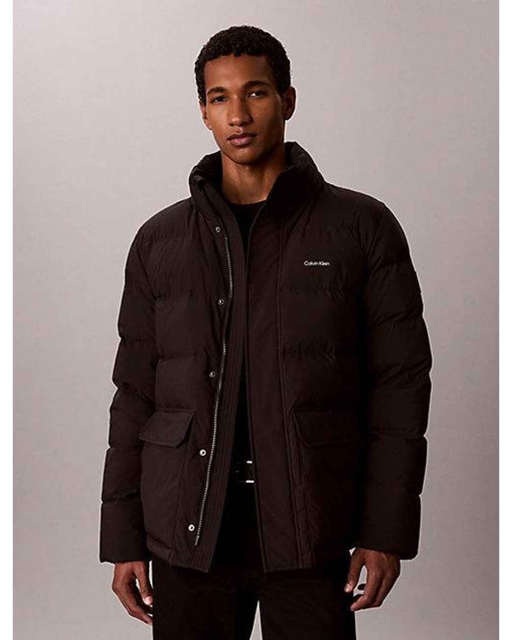 Calvin Klein Black Relaxed Matte Puffer Jacket for men