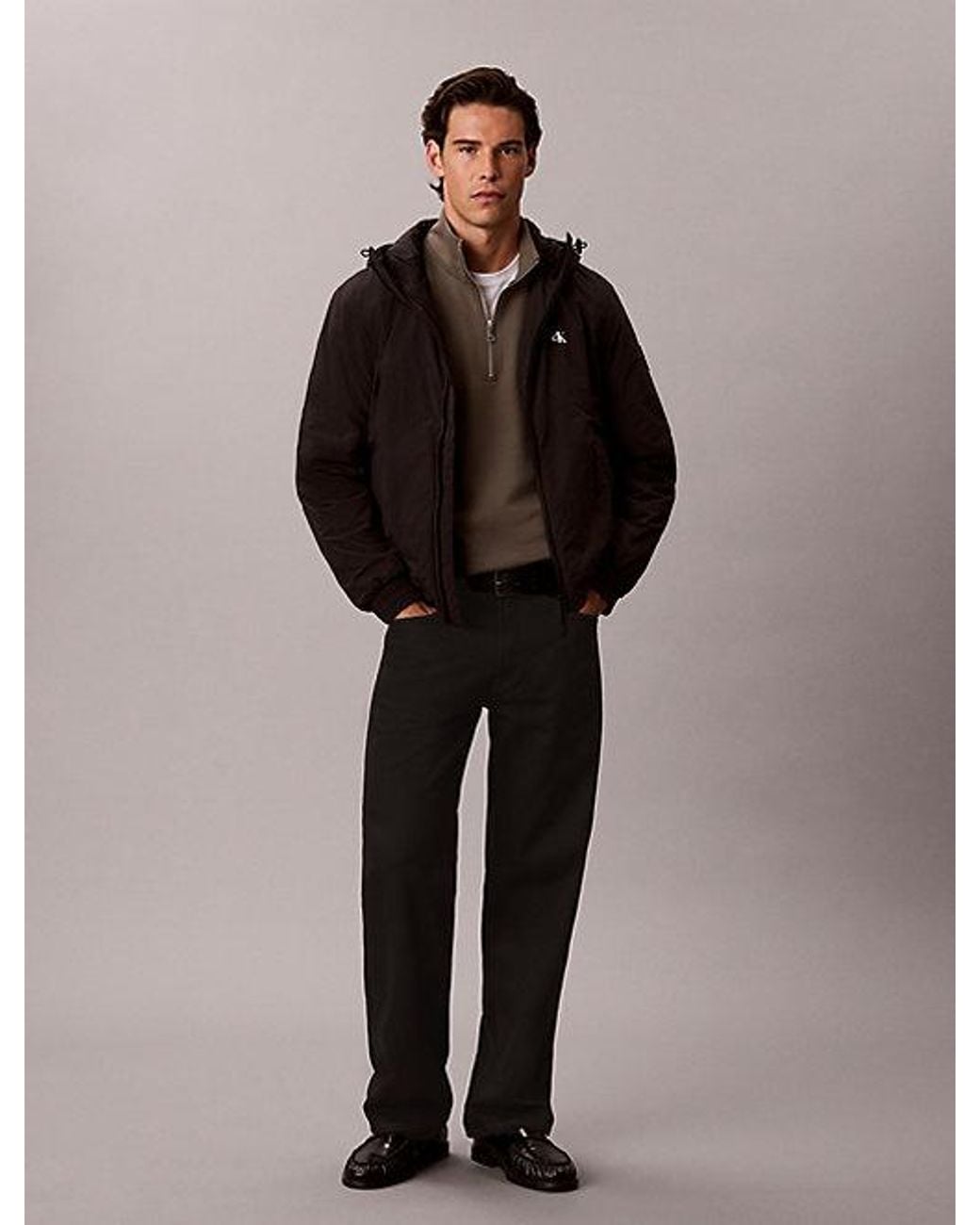 Calvin Klein Black Jeans Padded Hooded Zip Up Jacket for men
