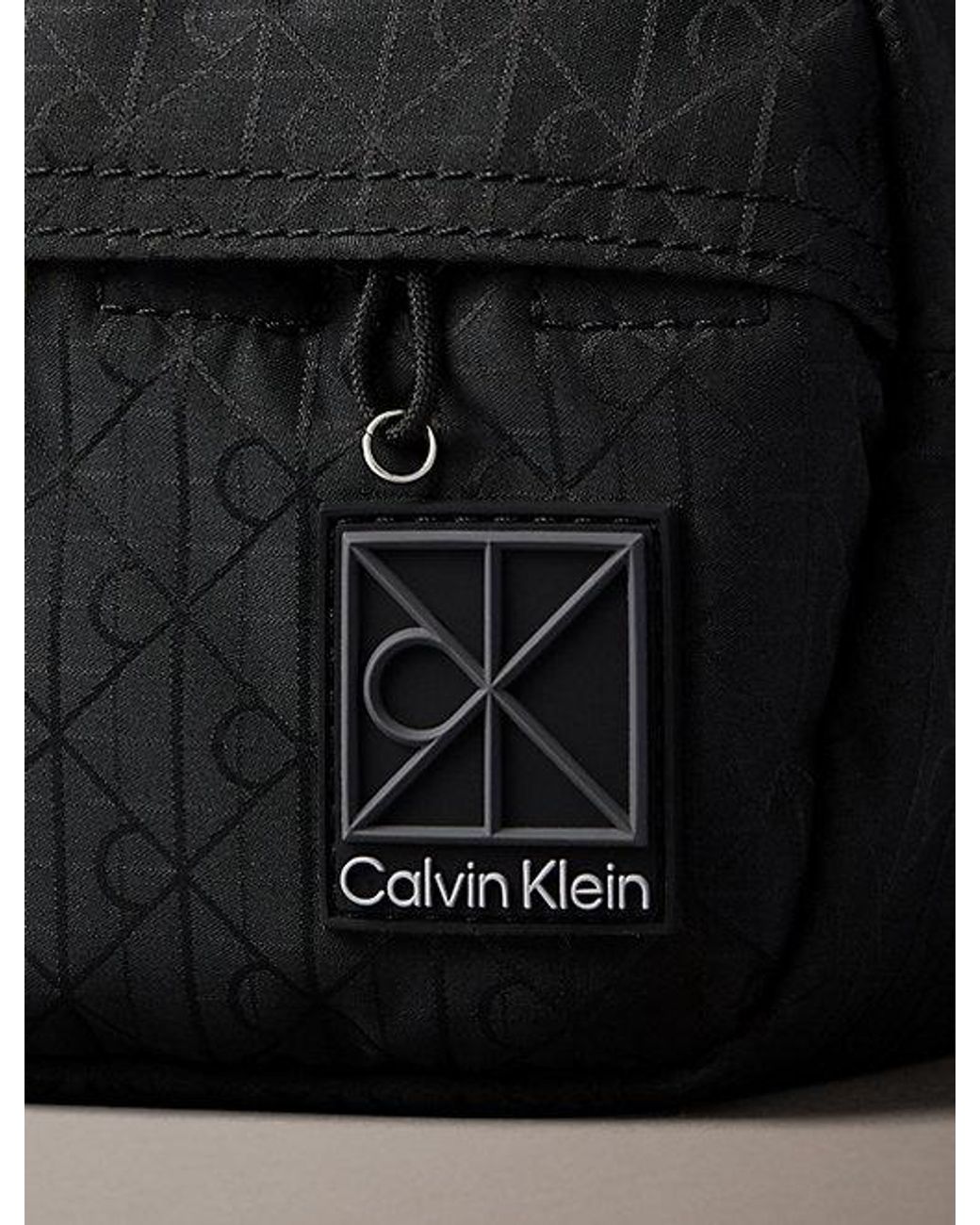 Calvin Klein Black Allover Emblem Logo Jacquard Wash Bag for men