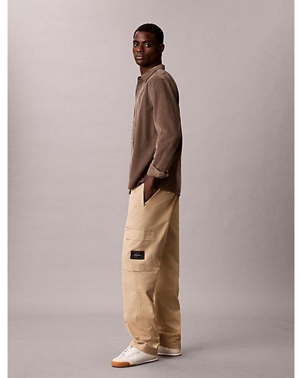 Calvin Klein Brown Jeans Comfort Cotton Relaxed Cargo Pants for men