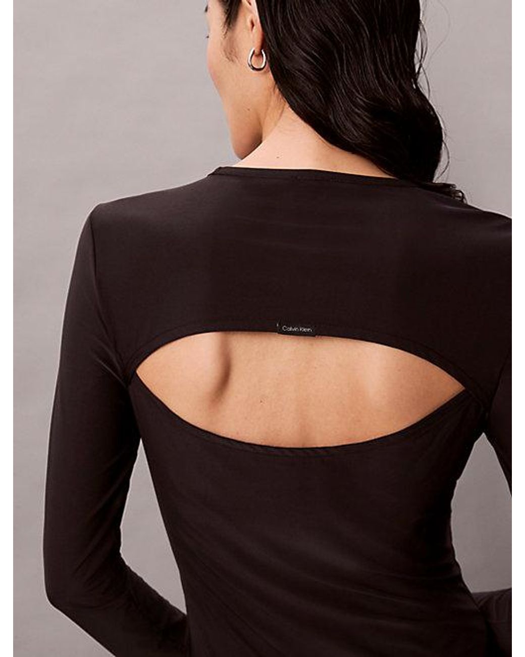 Calvin Klein Black Jeans Crepe Jersey Cut Out Midi Dress