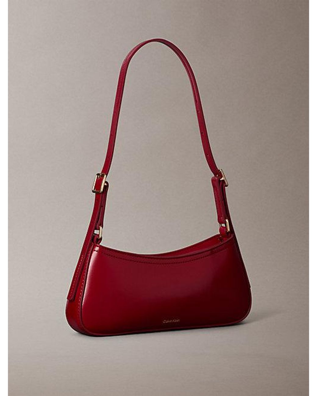 Calvin Klein Red Small Monogram Logo Shoulder Bag