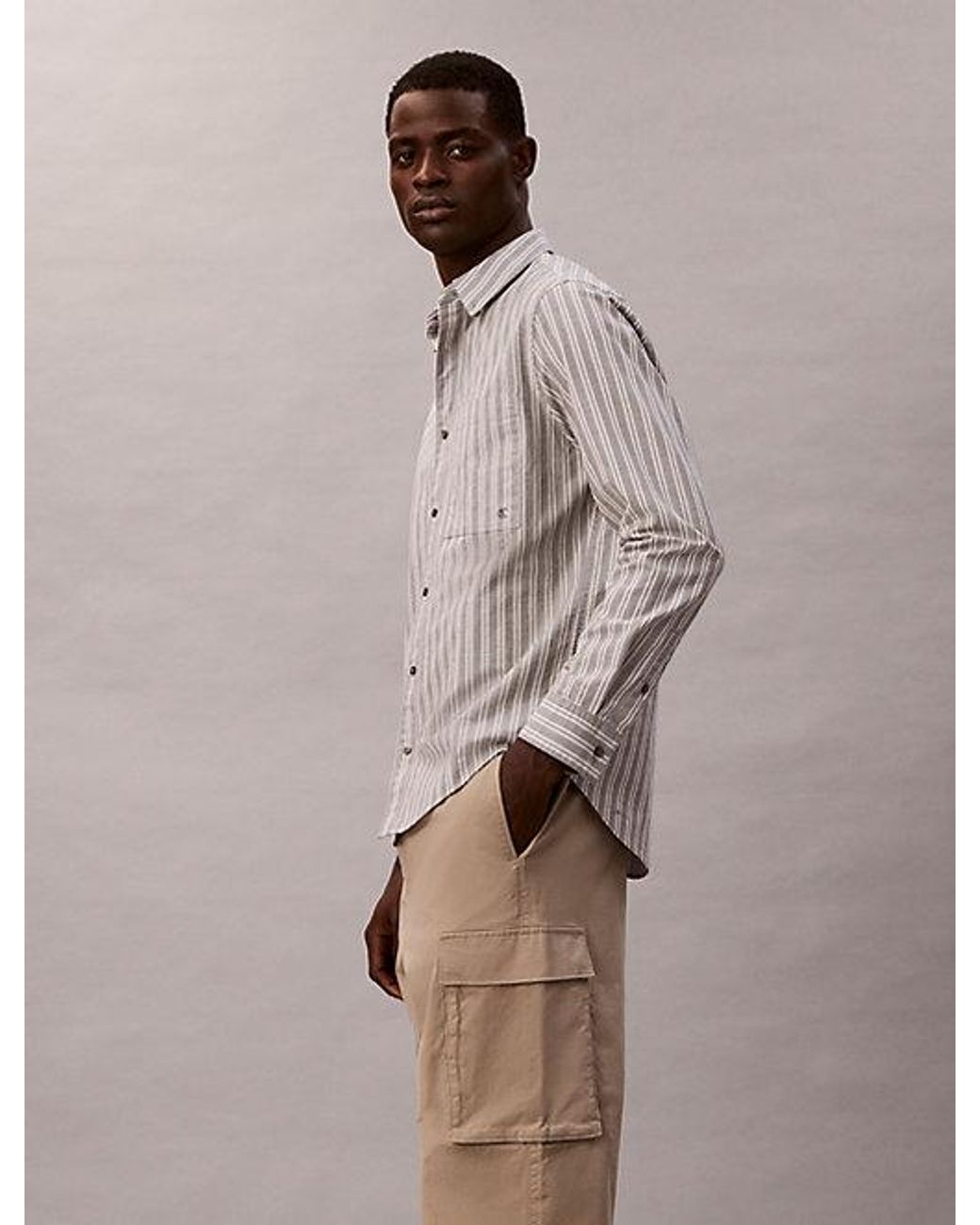 Calvin Klein Natural Jeans Straight Cotton Twill Cargo Trousers for men