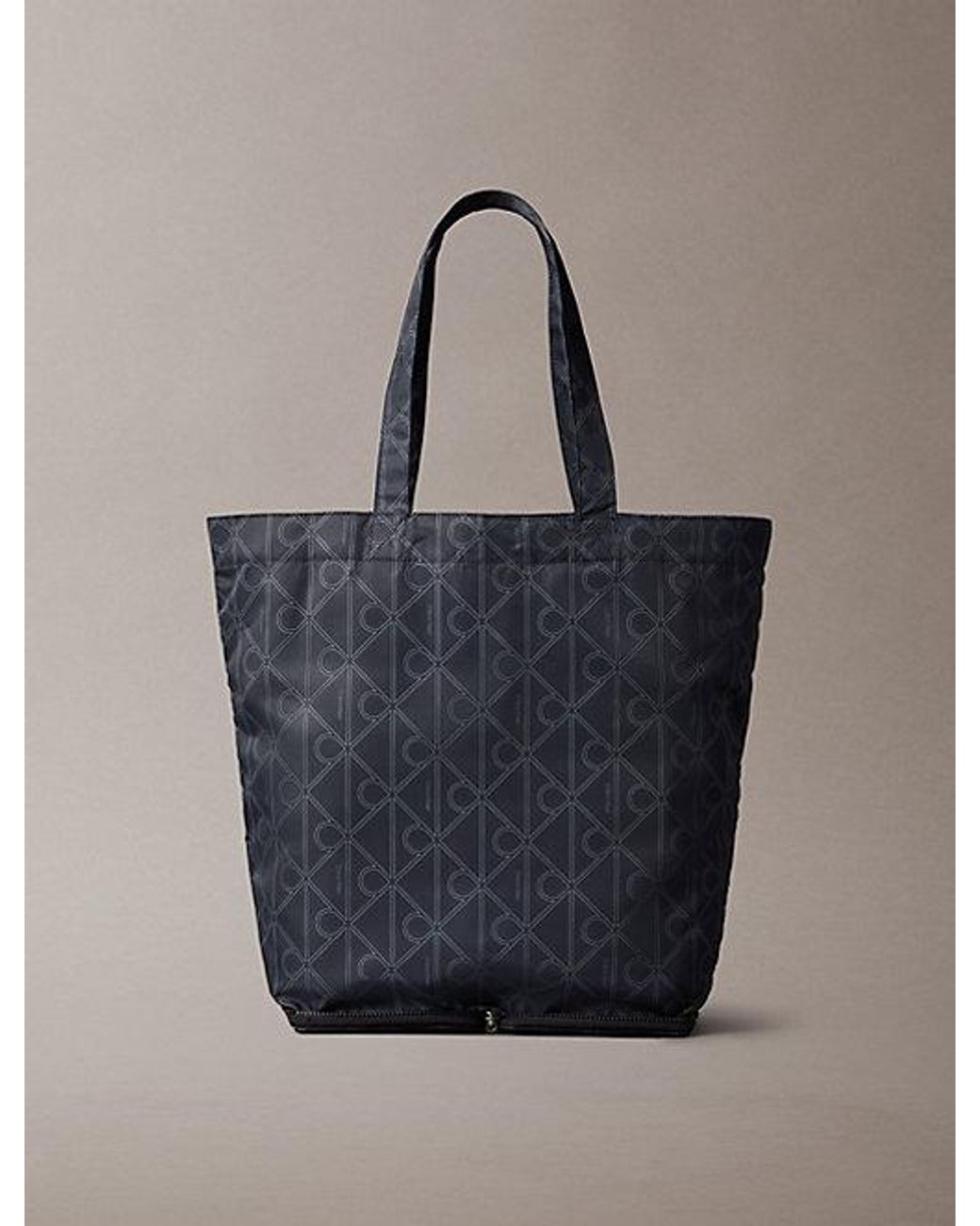 Calvin Klein Blue Printed Emblem Logo Nylon Packable Tote Bag for men