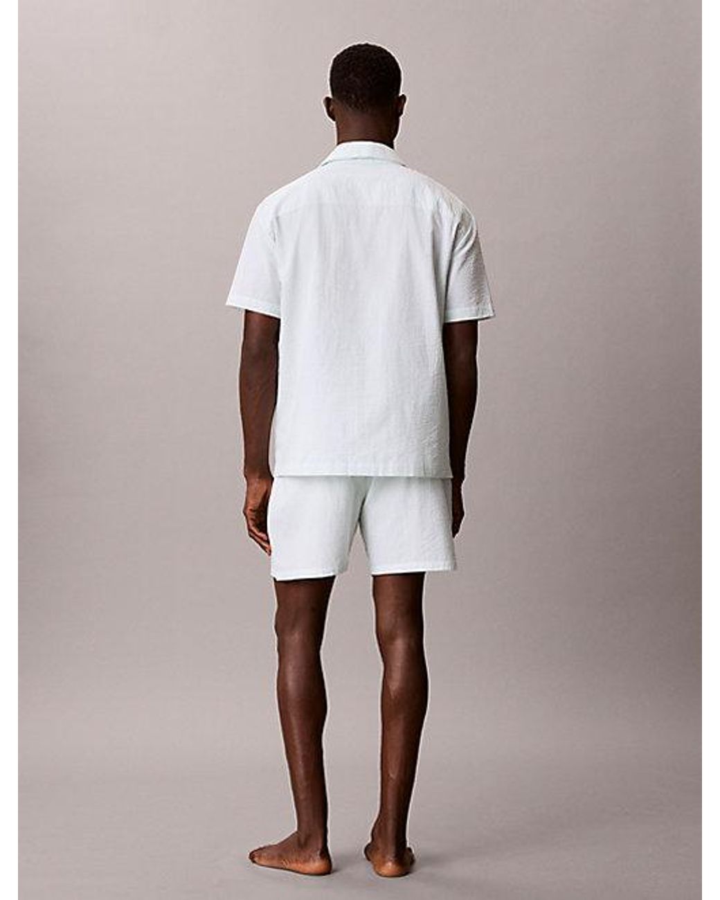 Calvin Klein White Pyjama Top Icon Seersucker for men